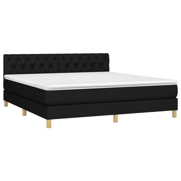 vidaXL Sommier &agrave; lattes de lit avec matelas LED Noir 160x200 cm Tissu