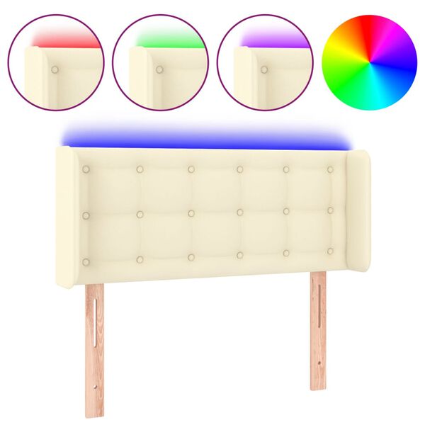 vidaXL T&ecirc;te de lit &agrave; LED Cr&egrave;me 93x16x78/88 cm Similicuir