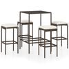 vidaXL Ensemble de bar de jardin 5 pcs coussins R&eacute;sine tress&eacute;e Marron