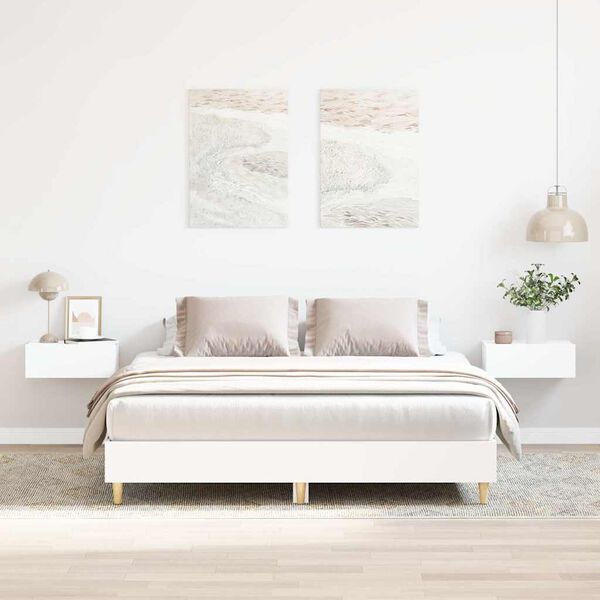 vidaXL Cadre de lit sans matelas blanc 140x200 cm bois d'ing&eacute;nierie