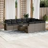 vidaXL Salon de jardin 11 pcs avec coussins gris r&eacute;sine tress&eacute;e