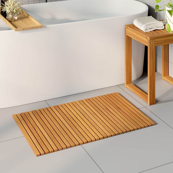 vidaXL Tapis de bain Uni Marron 80 x 50 cm bois
