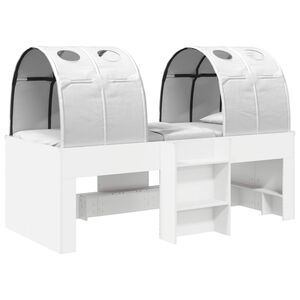 vidaXL Lit avec Tunnel 4 pcs Blanc Bois d'ing&eacute;nierie