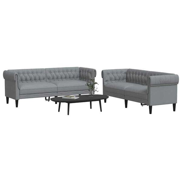 vidaXL Canap&eacute; de salon 2 pcs Gris clair tissu