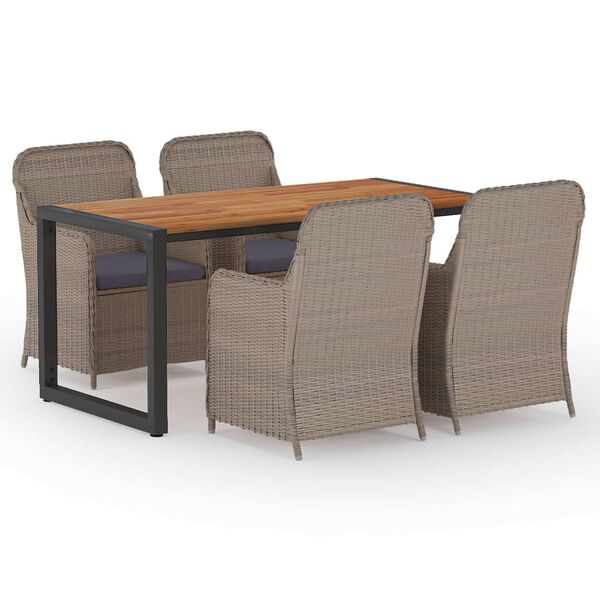 vidaXL Ensemble &agrave; manger de jardin 5 pcs Marron