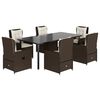 vidaXL Ensemble &agrave; manger de jardin et coussins 7 pcs marron rotin