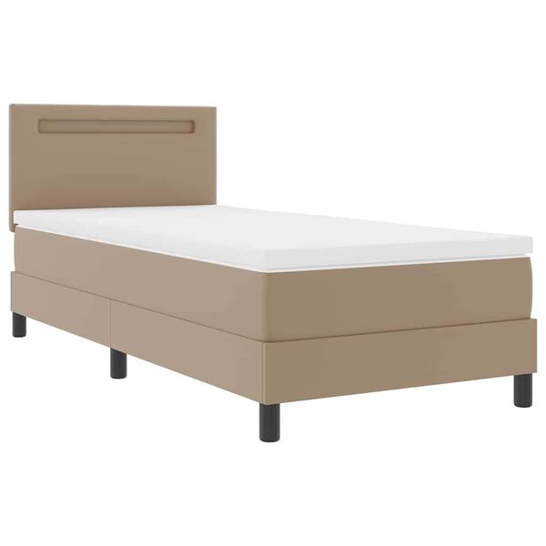 vidaXL Lit &agrave; ressorts avec matelas Cappuccino 100 x 200 cm Simili cuir