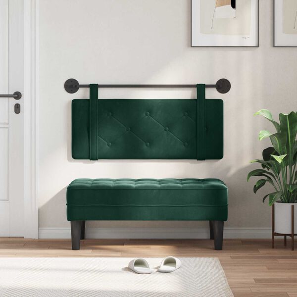 vidaXL T&ecirc;te de lit suspendue Vert fonc&eacute; 110 x 55 x 5 cm Velours
