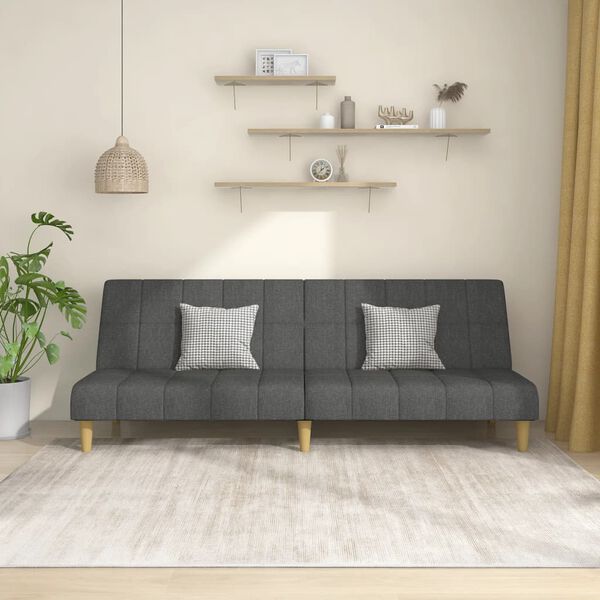 vidaXL Canap&eacute;-lit &agrave; 2 places gris fonc&eacute; tissu