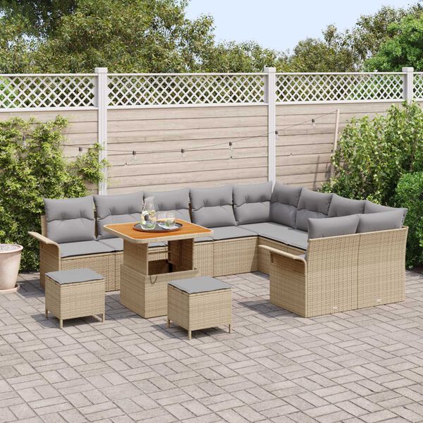 vidaXL Ensemble de canapé de jardin 12 pcs Beige polyrotin