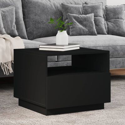 vidaXL Table basse avec lumières LED noir 50x49x40 cm