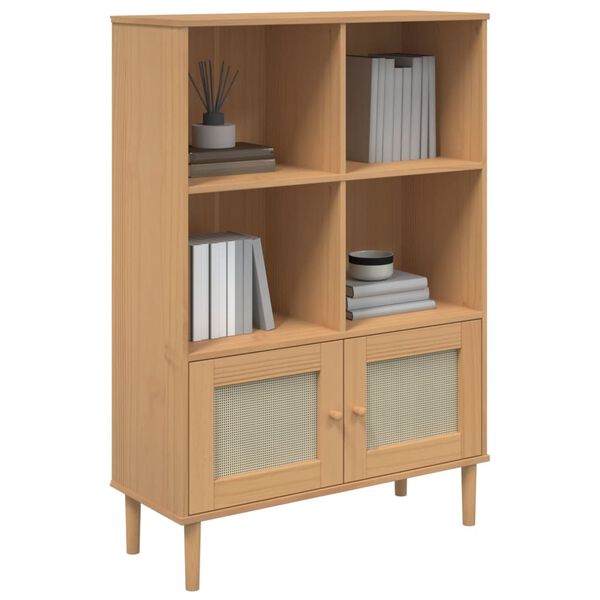 vidaXL Biblioth&egrave;que SENJA aspect de rotin marron bois massif de pin