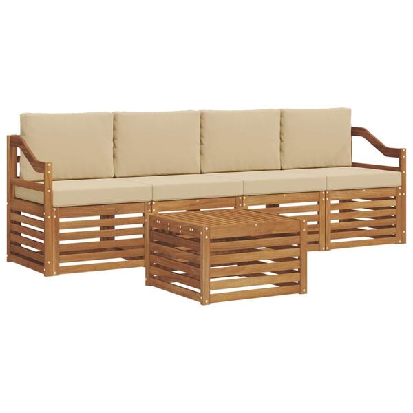 vidaXL Ensembles de canap&eacute;s avec coussin 5 pcs Naturel et Beige