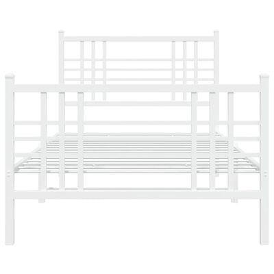 vidaXL Cadre de lit métal sans matelas et pied de lit blanc 100x190 cm