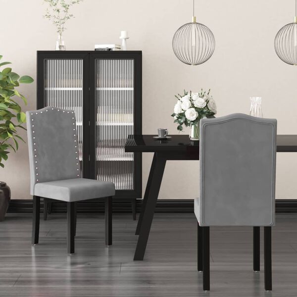 vidaXL Chaises &agrave; manger lot de 2 gris clair velours