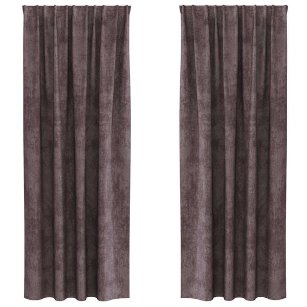 vidaXL Rideaux en velours 2 pcs Marron 245 x 140 cm Velours