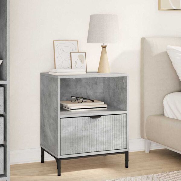 vidaXL Cabinet de chevet Gris b&eacute;ton 49 x 36 x 61 cm Bois d'ing&eacute;nierie