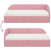 vidaXL Cadre de lit d'angle avec matelas 2 pcs Rose Velours