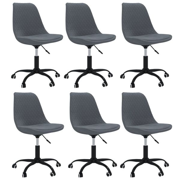vidaXL Chaises pivotantes &agrave; manger lot de 6 Gris fonc&eacute; Tissu
