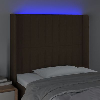vidaXL Tête de lit à LED Marron foncé 103x16x118/128 cm Tissu