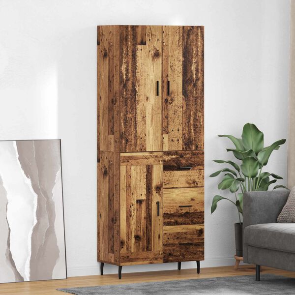 vidaXL Haut Armoire 2 pcs Bois Ancien Bois Agglom&eacute;r&eacute; et Verre
