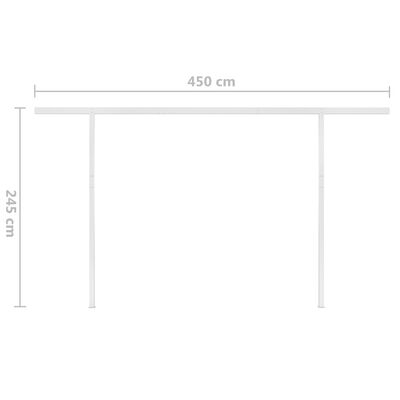 vidaXL Auvent automatique rétractable poteaux 4,5x3,5 m Jaune blanc