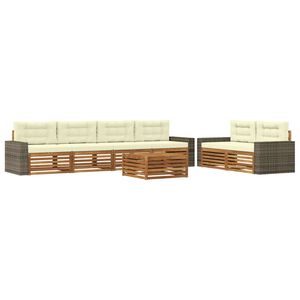 vidaXL Ensemble de canap&eacute;s d'ext&eacute;rieur 7 pc Naturel et Cr&egrave;me Polyester
