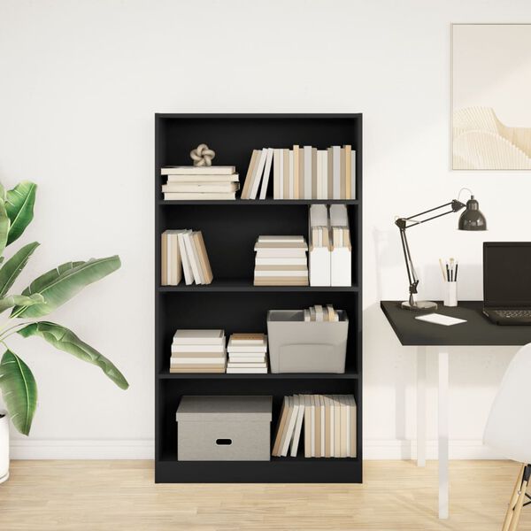 vidaXL Biblioth&egrave;que noir 80x24x143 cm bois d'ing&eacute;nierie
