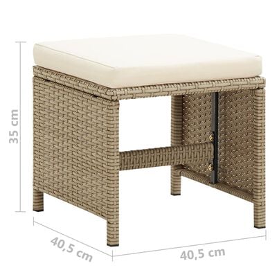 vidaXL Tabourets de jardin lot de 4 avec coussins Résine tressée Beige