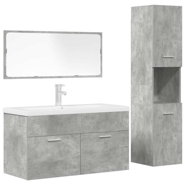 vidaXL Ensemble de meubles de salle de bain 4 pcs gris b&eacute;ton