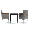 vidaXL Ensemble &agrave; manger de jardin et coussins 3 pcs Gris et noir
