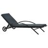 vidaXL Bain de soleil avec coussin et roulettes en r&eacute;sine tress&eacute;e anthracite