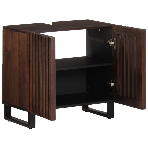 vidaXL Armoire lavabo de bain 62x34x58 cm brun bois de manguier massif