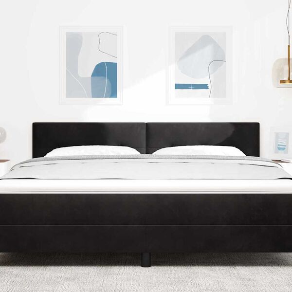vidaXL T&ecirc;te de lit LED avec des lumi&egrave;res &agrave; LED Noir 180 cm Polyester