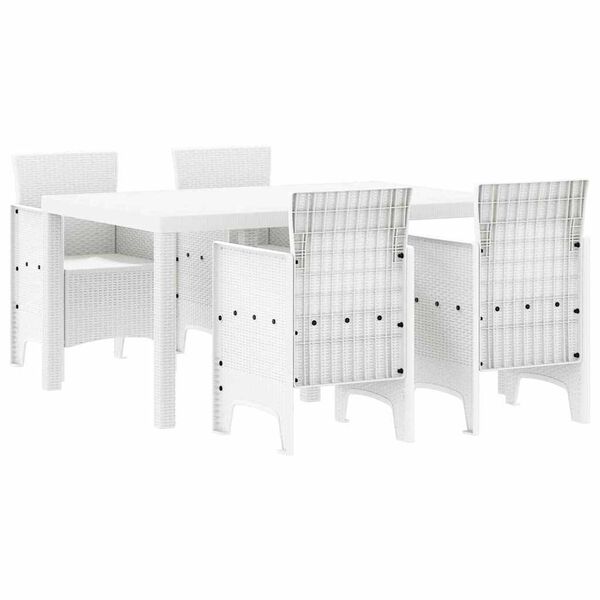 vidaXL Ensemble de salle à manger pour jardin 5 pcs Blanc Rattan Polt