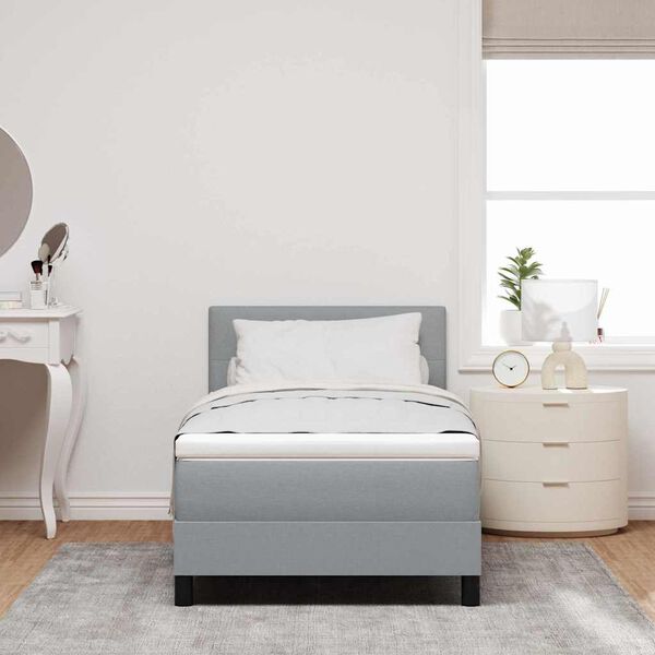 vidaXL Lit &agrave; ressorts avec matelas Gris clair 90 x 190 cm tissu