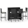 vidaXL Ensemble de bar de jardin avec coussins 5 pcs Noir