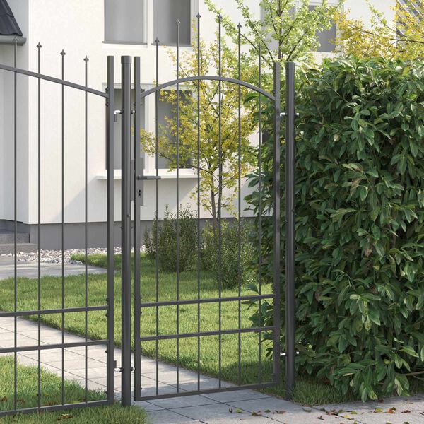 vidaXL Porte de Jardin avec verrouillage Gris 195 x 400 cm Acier