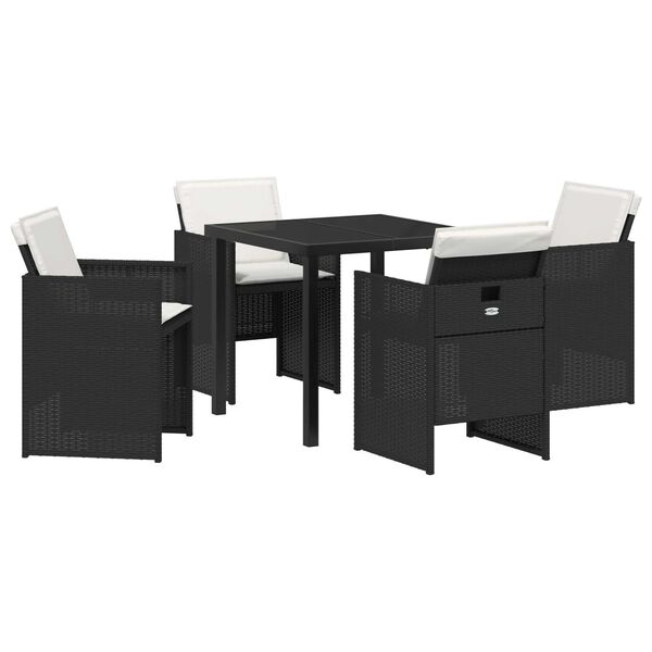 vidaXL Ensemble de salle &agrave; manger pour jardin 5 pcs Noir polyrotin