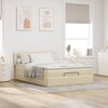 vidaXL Lit ottoman avec matelas et LED cr&egrave;me 140x190 cm tissu