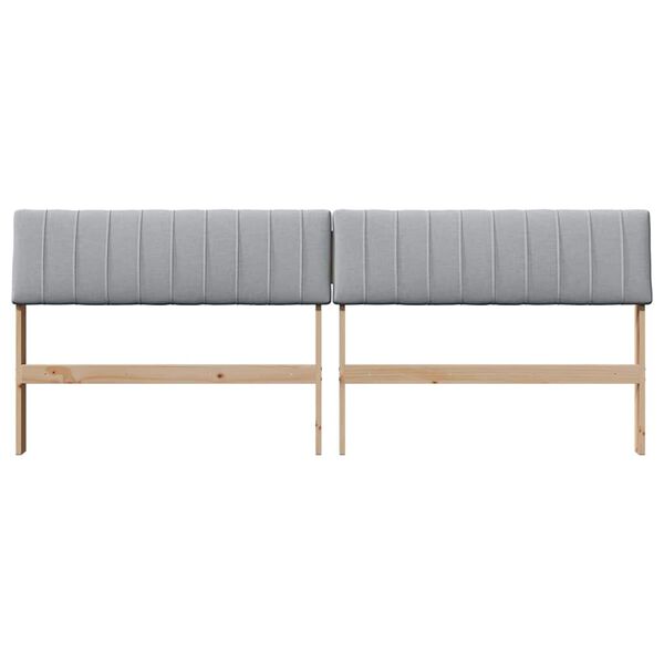 vidaXL T&ecirc;te de lit capitonn&eacute;e Gris clair 200 cm Pin massif