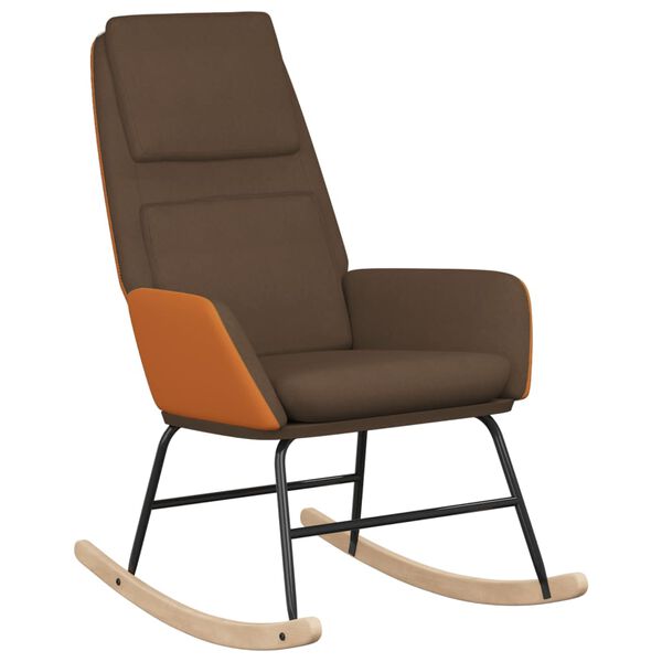 vidaXL Chaise &agrave; bascule avec repose-pied Marron Tissu
