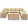 vidaXL Salon de jardin 13 pcs avec coussins Marron miel Bois de pin