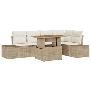 vidaXL Ensemble de canap&eacute; de jardin 6 pc Beige Poly rotin