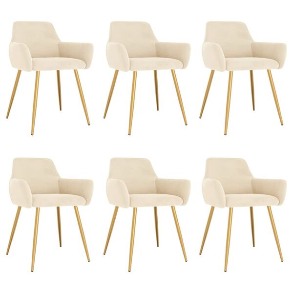 vidaXL Chaises &agrave; manger lot de 6 cr&egrave;me velours