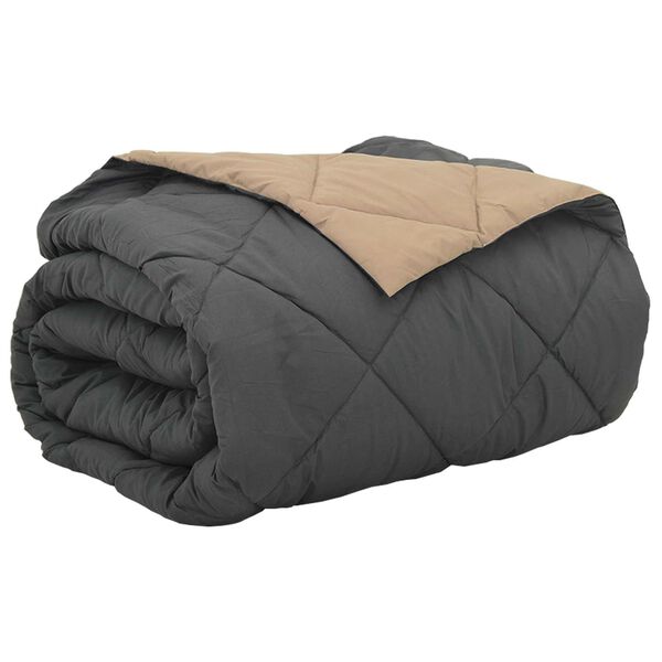vidaXL Duvet d'&eacute;t&eacute; simple Anthracite et Taupe 220 x 200 cm Microfibre