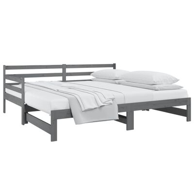 vidaXL Lit coulissant sans matelas gris 2x(90x190) cm