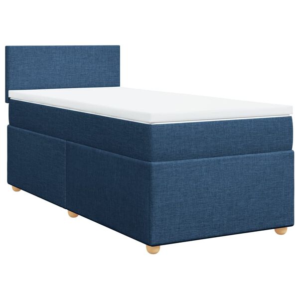 vidaXL Sommier &agrave; lattes de lit avec matelas Bleu 90x200 cm Tissu