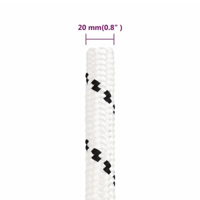 vidaXL Corde de travail Blanc 20 mm 25 m Polyester