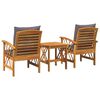 vidaXL Ensemble de canap&eacute; de jardin avec coussin 3 pcs Huile Naturelle